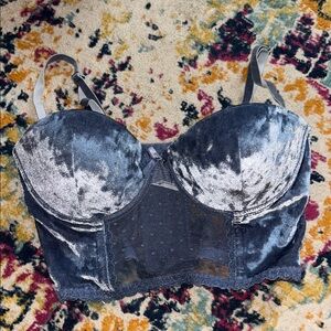 Elegant Velvet Bralette in Silver Gray